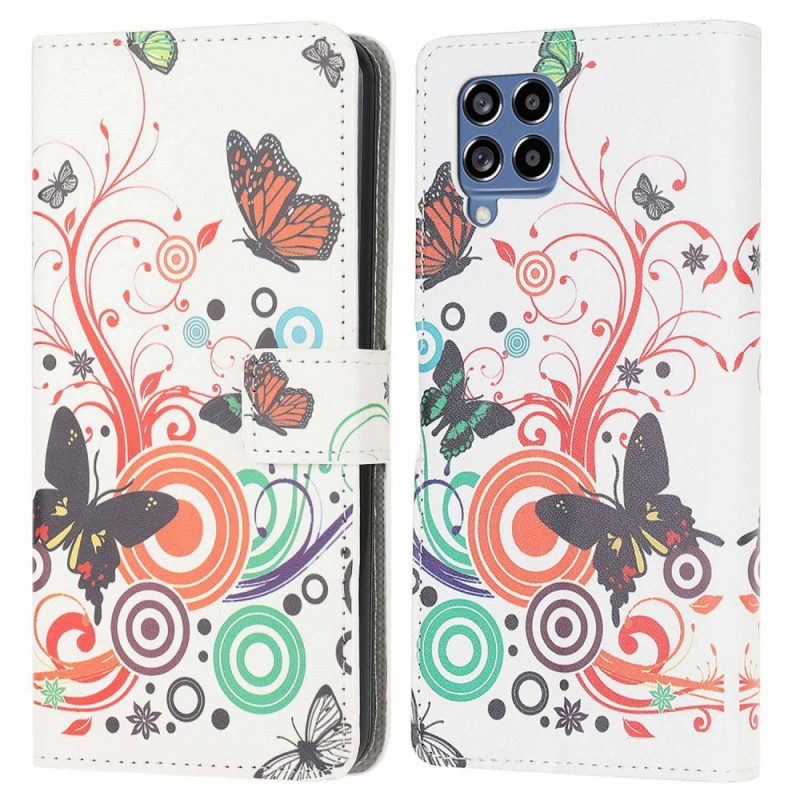 Fodral För Samsung Galaxy M53 5G Färgglada Fjärilar
