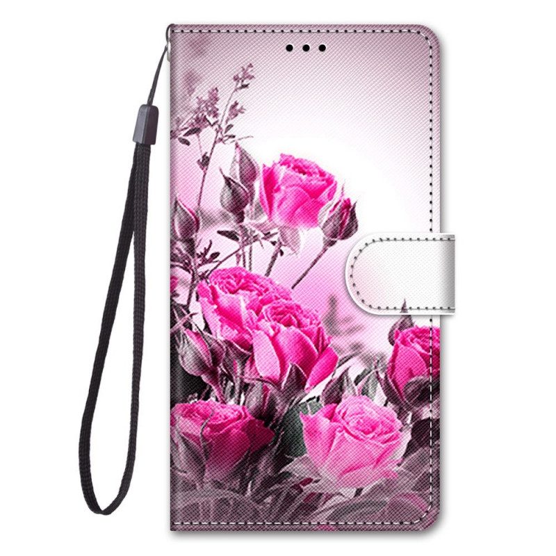 Fodral För Samsung Galaxy M53 5G Med Kedjar Thong Blommor