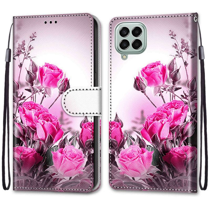 Fodral För Samsung Galaxy M53 5G Med Kedjar Thong Blommor