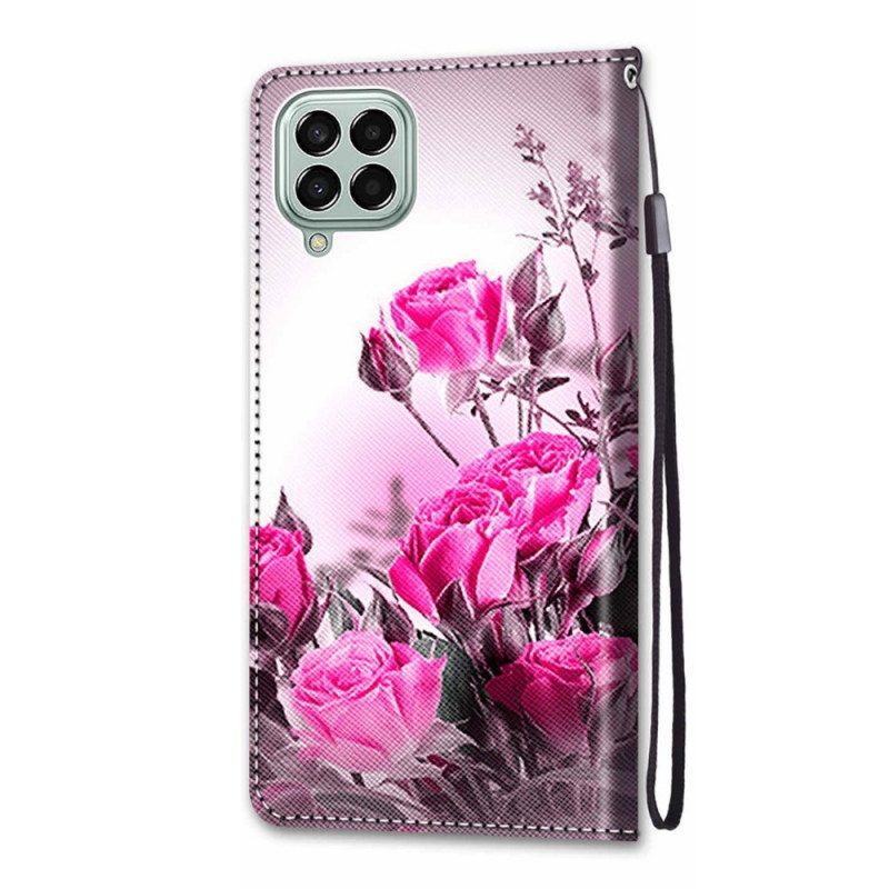 Fodral För Samsung Galaxy M53 5G Med Kedjar Thong Blommor