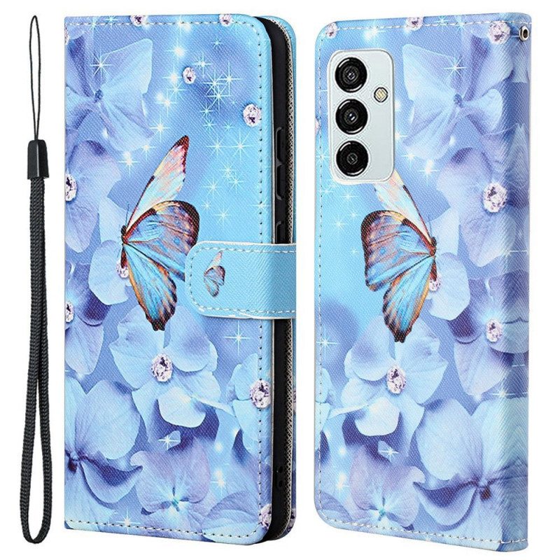Fodral För Samsung Galaxy M53 5G Med Kedjar Thongfjärilar