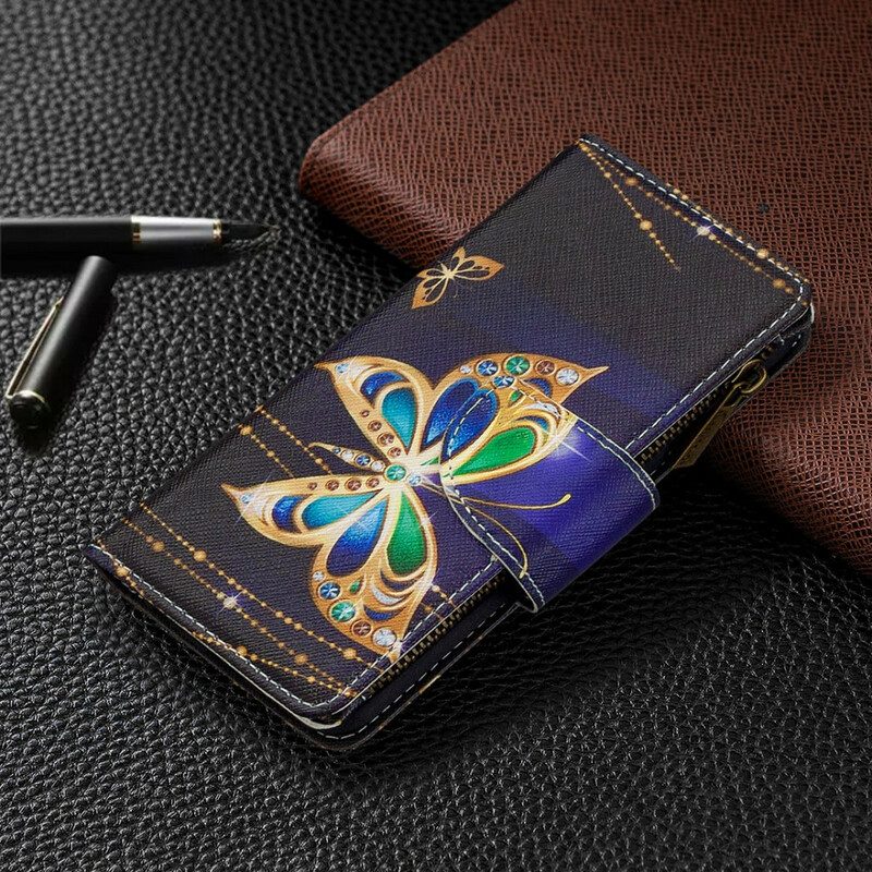 Fodral För Samsung Galaxy Note 10 Ficka Med Dragkedja För Fjärilar