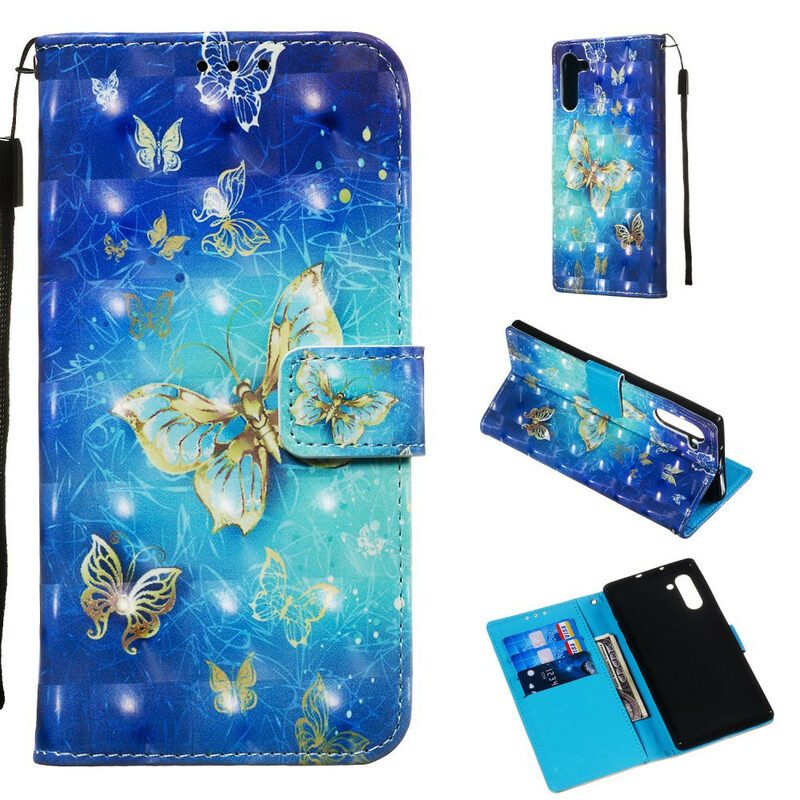 Fodral För Samsung Galaxy Note 10 Gyllene Fjärilar