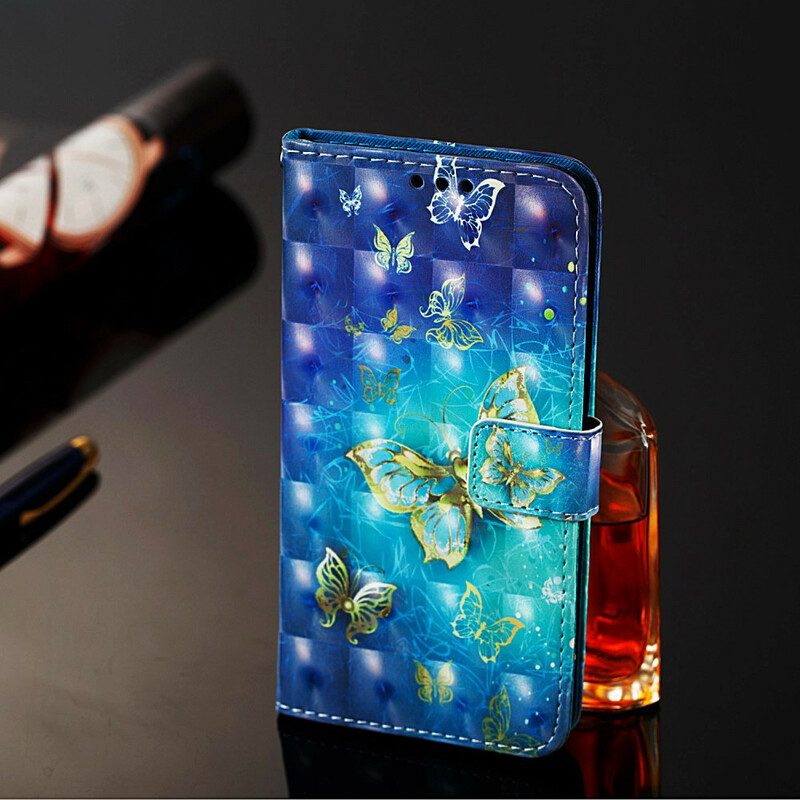 Fodral För Samsung Galaxy Note 10 Gyllene Fjärilar