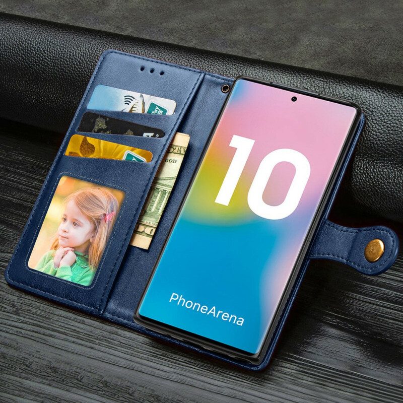 Fodral För Samsung Galaxy Note 10 Med Kedjar Elegant Konstläder Med Rem