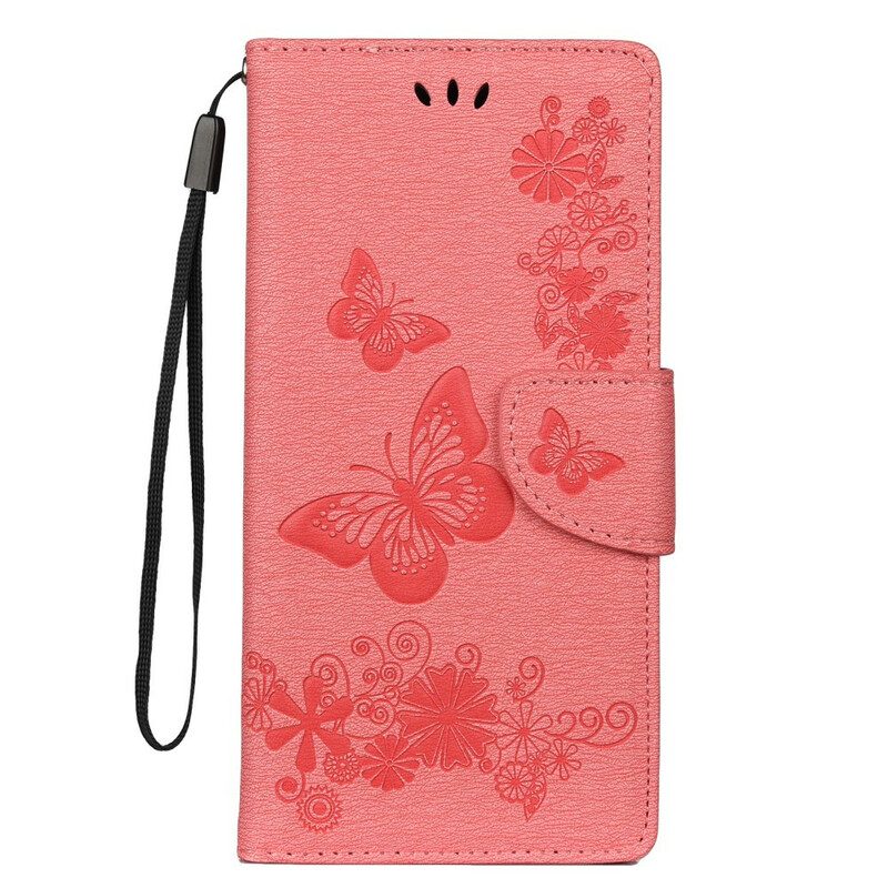 Fodral För Samsung Galaxy Note 10 Plus Med Kedjar Fjärilar Och Blomsterslipsar
