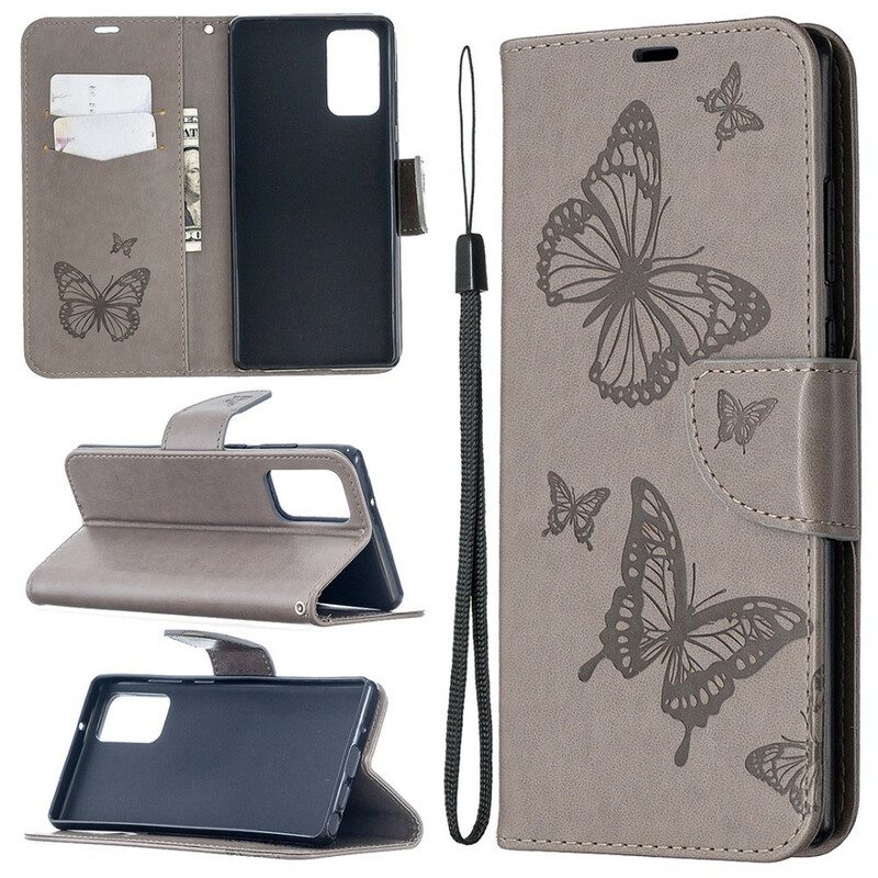 Fodral För Samsung Galaxy Note 20 Folio-fodral Fjärilar Och Snedklaff