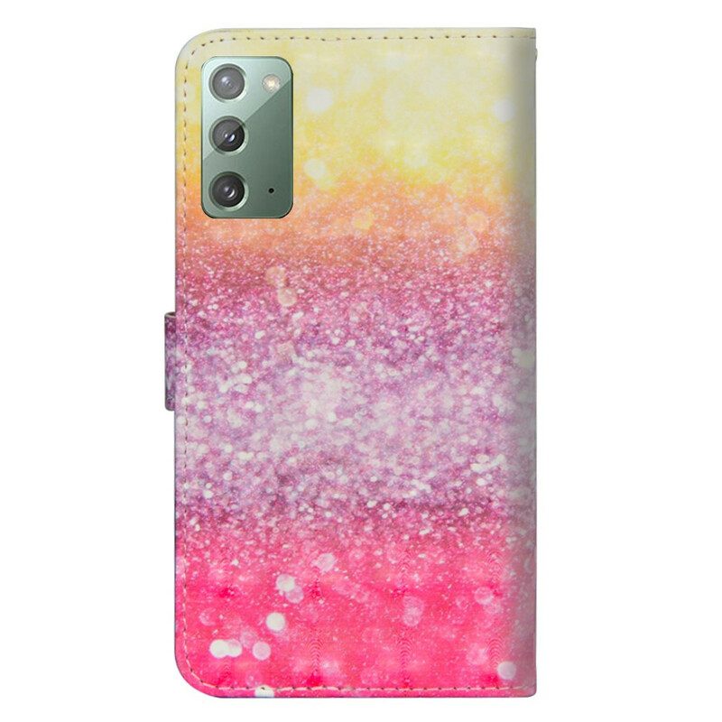 Fodral För Samsung Galaxy Note 20 Magenta Glittergradient