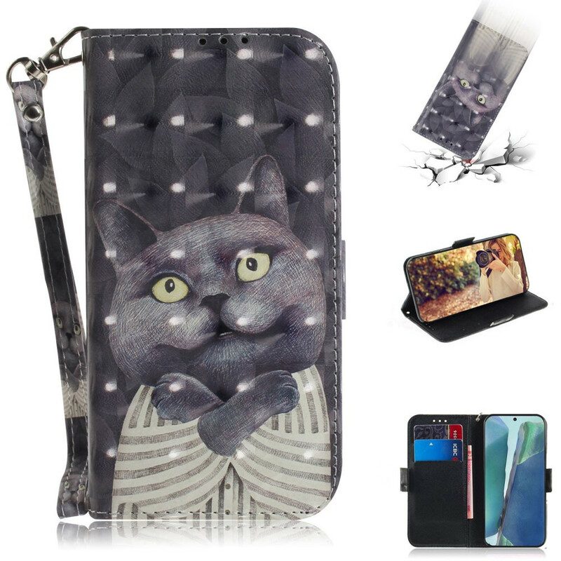 Fodral För Samsung Galaxy Note 20 Med Kedjar Grå Strappy Cat