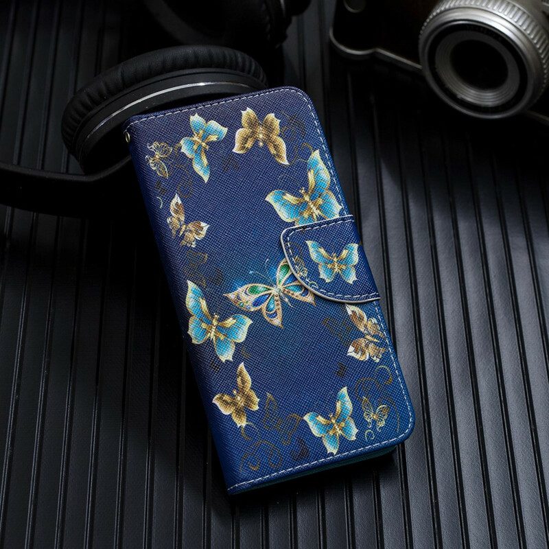 Fodral För Samsung Galaxy Note 20 Ultra Färgglada Fjärilar Och Linne