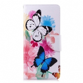 Fodral För Samsung Galaxy Note 9 Målade Fjärilar Och Blommor