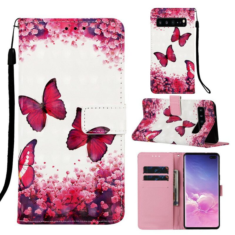 Fodral För Samsung Galaxy S10 5G Röda Fjärilar