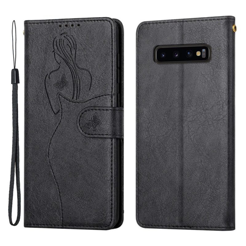 Fodral För Samsung Galaxy S10 Faux Läder Siluett