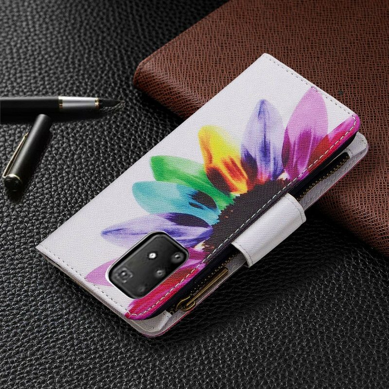 Fodral För Samsung Galaxy S10 Lite Ficka Med Dragkedja För Blommor