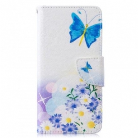 Fodral För Samsung Galaxy S10 Målade Fjärilar Och Blommor