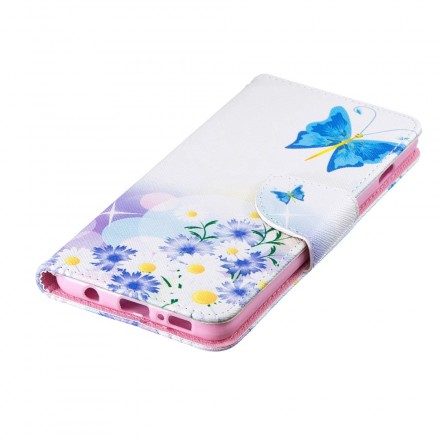 Fodral För Samsung Galaxy S10 Målade Fjärilar Och Blommor