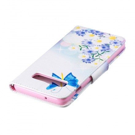 Fodral För Samsung Galaxy S10 Målade Fjärilar Och Blommor