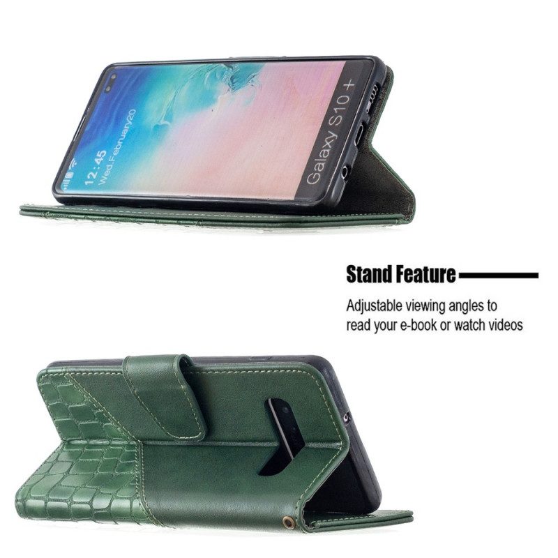 Fodral För Samsung Galaxy S10 Plus Klassisk Krokodilskinnseffekt