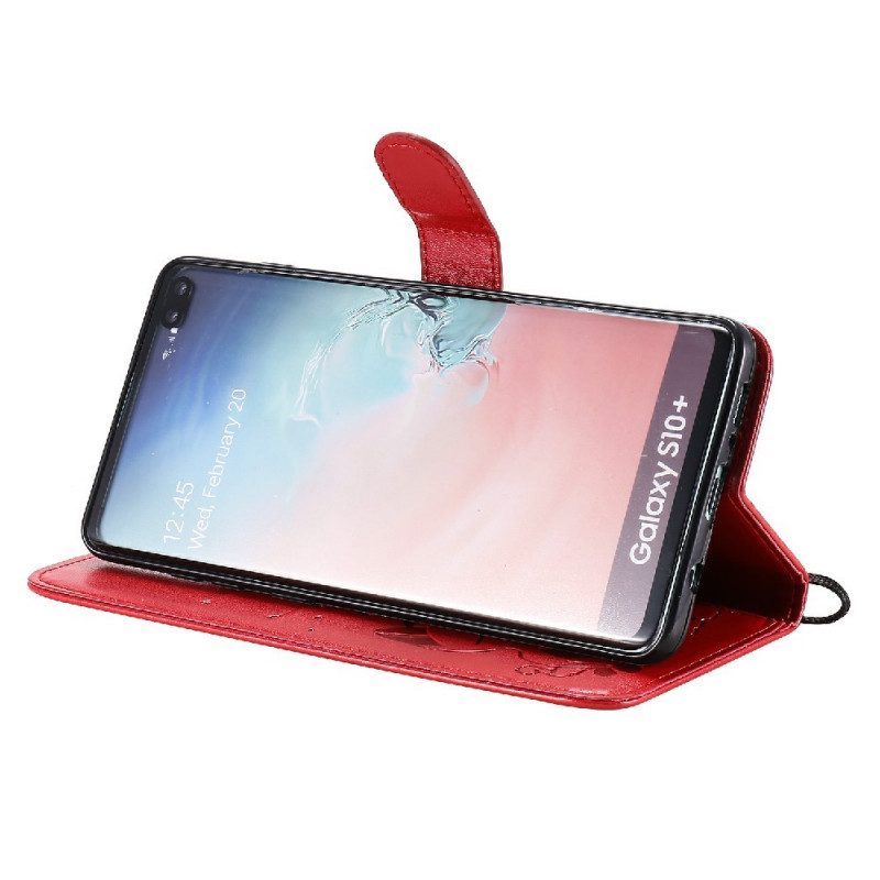 Fodral För Samsung Galaxy S10 Plus Med Kedjar Katt Och Bi Med Rem