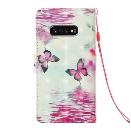 Fodral För Samsung Galaxy S10e Röda Fjärilar