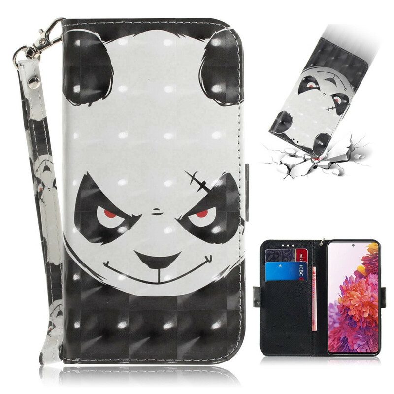 Fodral För Samsung Galaxy S20 FE Med Kedjar Angry Panda Med Rem