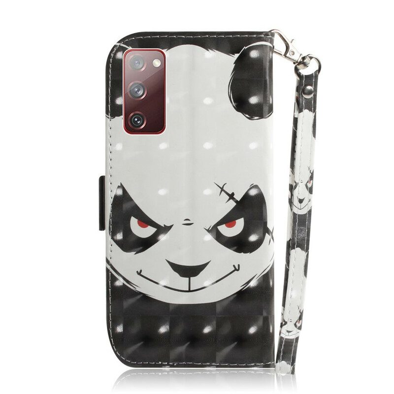 Fodral För Samsung Galaxy S20 FE Med Kedjar Angry Panda Med Rem