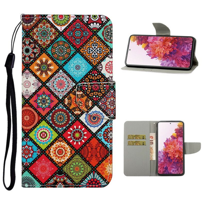 Fodral För Samsung Galaxy S20 FE Patchwork-mandalas Med Halsband