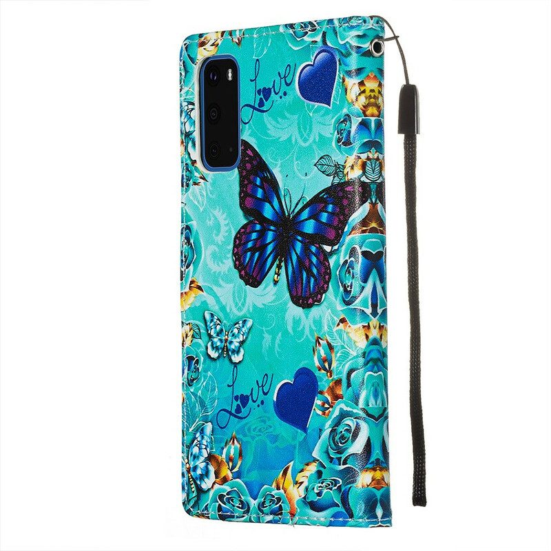 Fodral För Samsung Galaxy S20 Gyllene Fjärilar