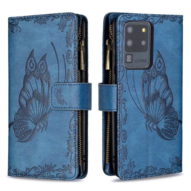 Fodral För Samsung Galaxy S20 Ultra Zip Pocket Butterfly