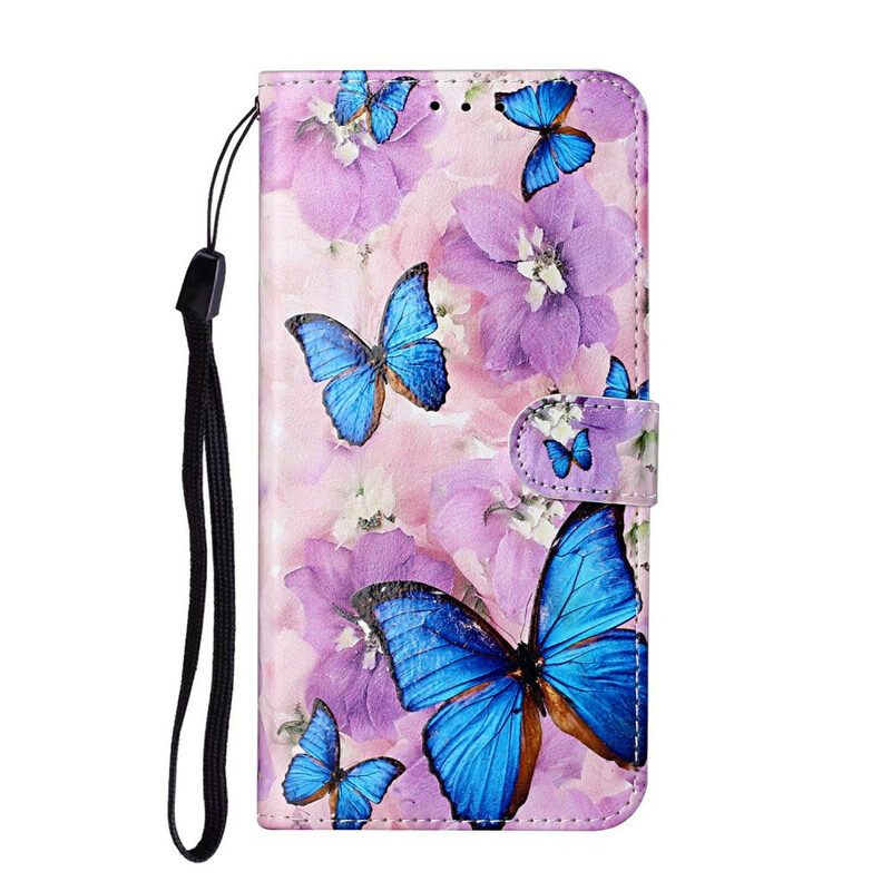 Fodral För Samsung Galaxy S21 5G Blommiga Fjärilar