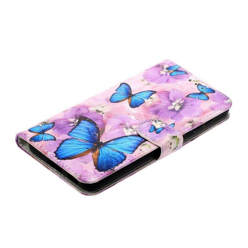 Fodral För Samsung Galaxy S21 5G Blommiga Fjärilar