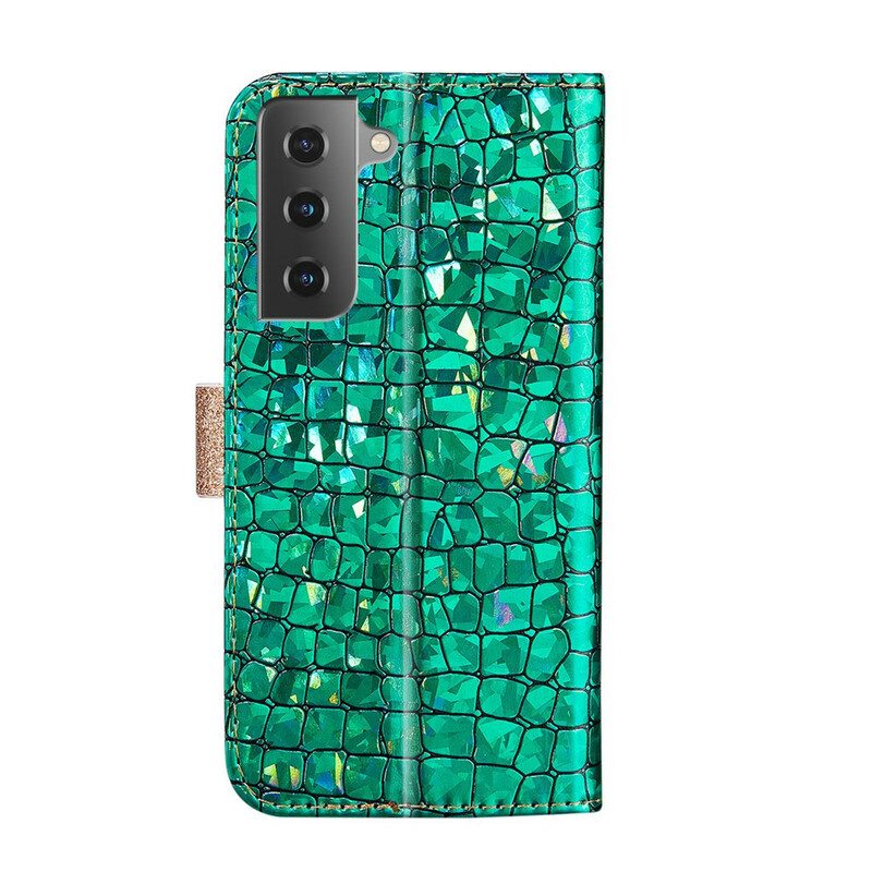 Fodral För Samsung Galaxy S21 5G Croc-diamanter