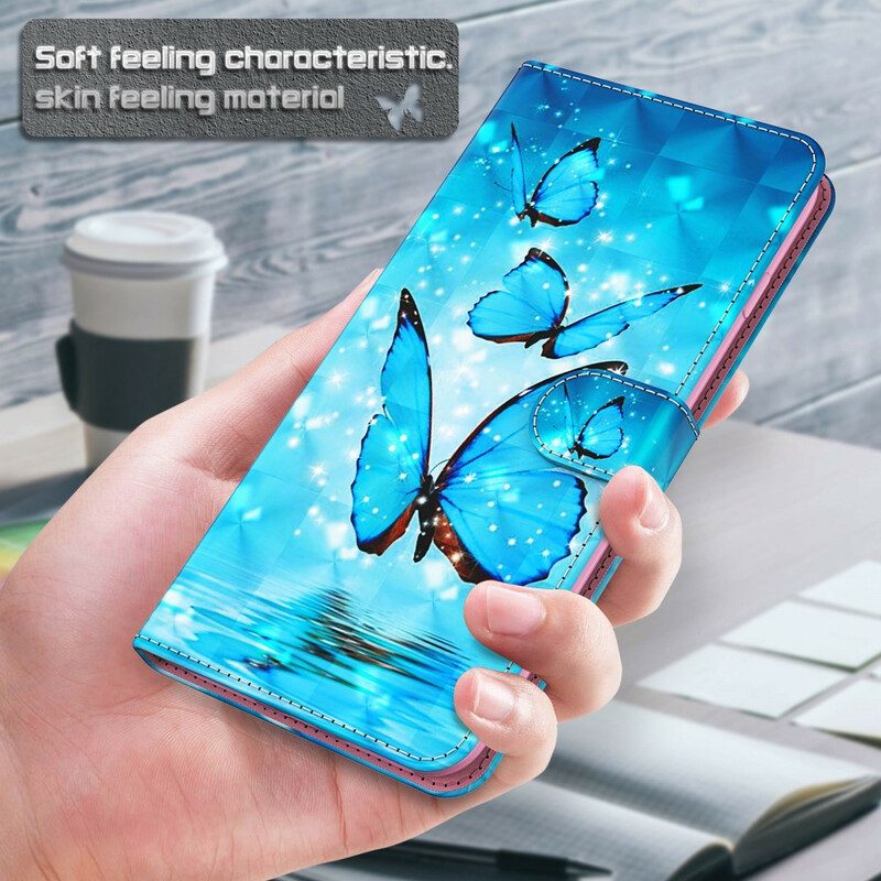 Fodral För Samsung Galaxy S21 5G Flygande Blå Fjärilar