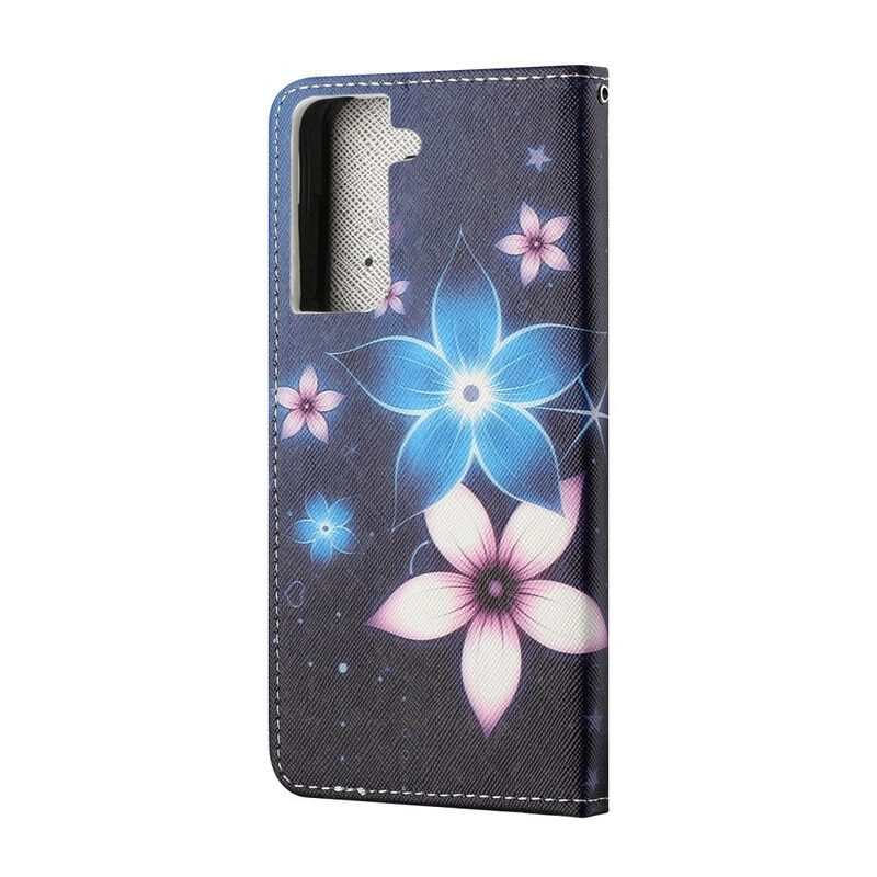 Fodral För Samsung Galaxy S21 5G Med Kedjar Lunar Strap Blommor