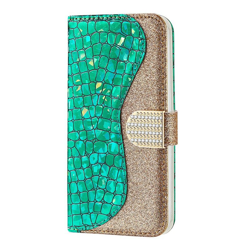 Fodral För Samsung Galaxy S21 FE Croc-diamanter