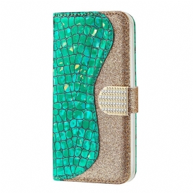 Fodral För Samsung Galaxy S21 FE Croc-diamanter