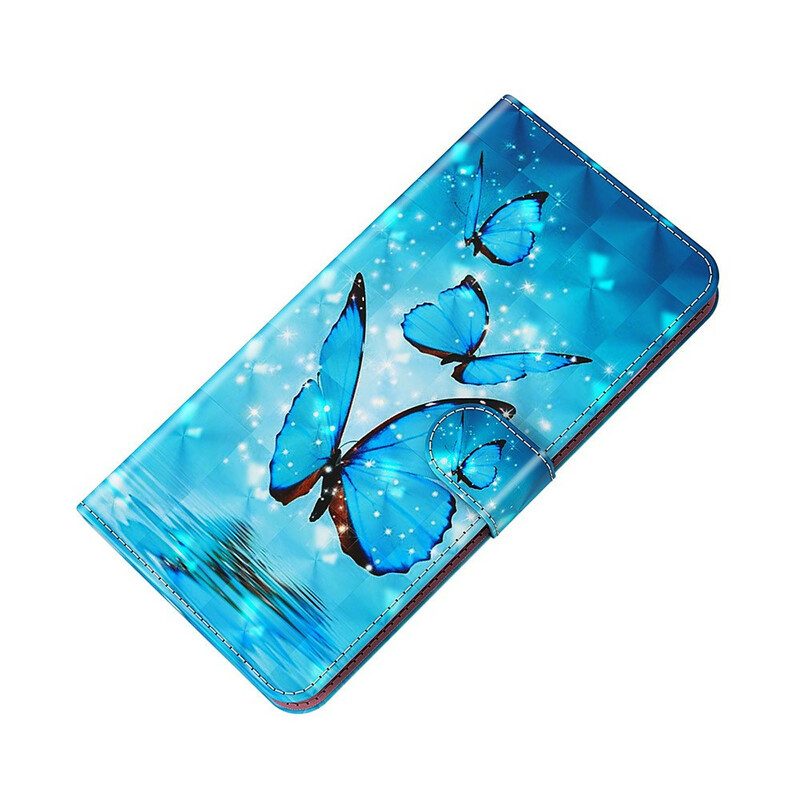 Fodral För Samsung Galaxy S21 FE Flygande Blå Fjärilar