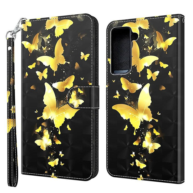 Fodral För Samsung Galaxy S21 FE Gula Fjärilar