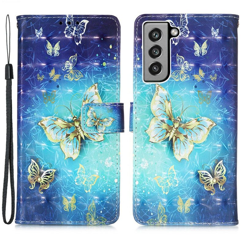 Fodral För Samsung Galaxy S21 FE Gyllene Fjärilar