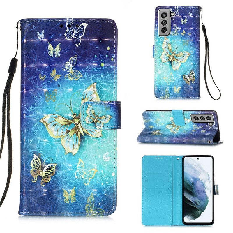 Fodral För Samsung Galaxy S21 FE Gyllene Fjärilar
