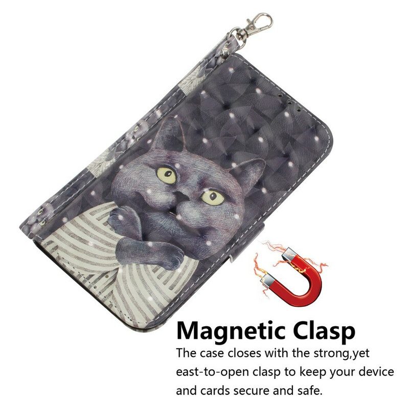 Fodral För Samsung Galaxy S21 FE Med Kedjar Grå Strappy Cat