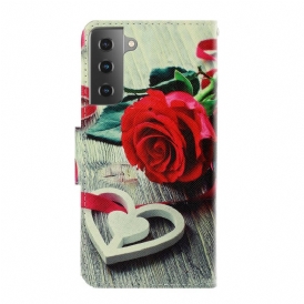 Fodral För Samsung Galaxy S21 Plus 5G Med Kedjar Romantic Strappy Rose