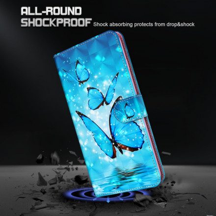 Fodral För Samsung Galaxy S21 Ultra 5G Flygande Blå Fjärilar