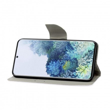 Fodral För Samsung Galaxy S21 Ultra 5G Grönögd Katt Med Snöre