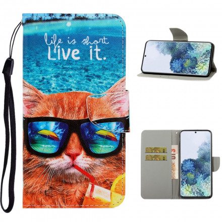 Fodral För Samsung Galaxy S21 Ultra 5G Med Kedjar Cat Live It Strappy