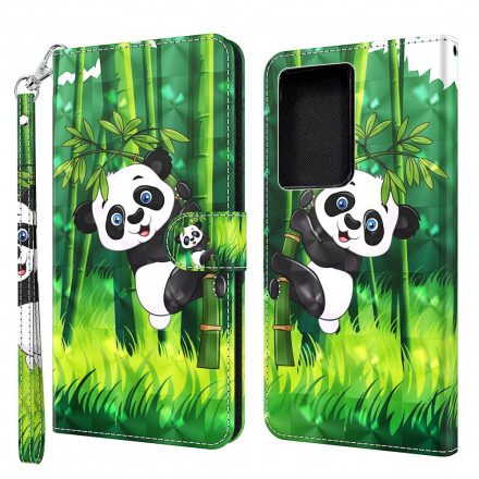 Fodral För Samsung Galaxy S21 Ultra 5G Panda Och Bambu