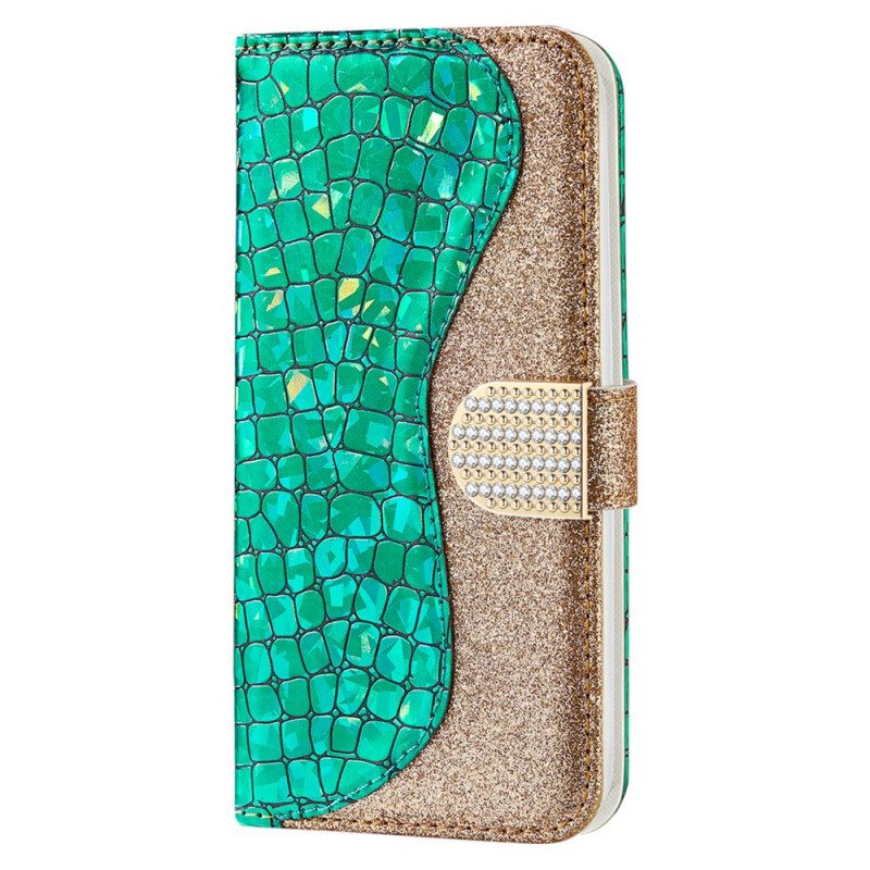 Fodral För Samsung Galaxy S22 5G Croc-diamanter