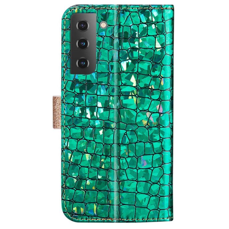 Fodral För Samsung Galaxy S22 5G Croc-diamanter