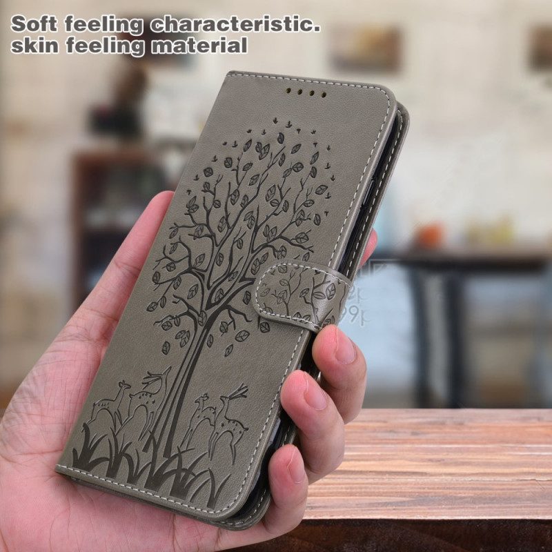 Fodral För Samsung Galaxy S22 5G Träd Och Rådjur