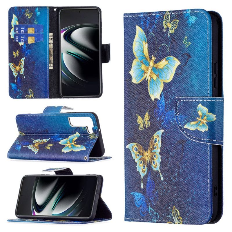 Fodral För Samsung Galaxy S22 Plus 5G Gyllene Fjärilar